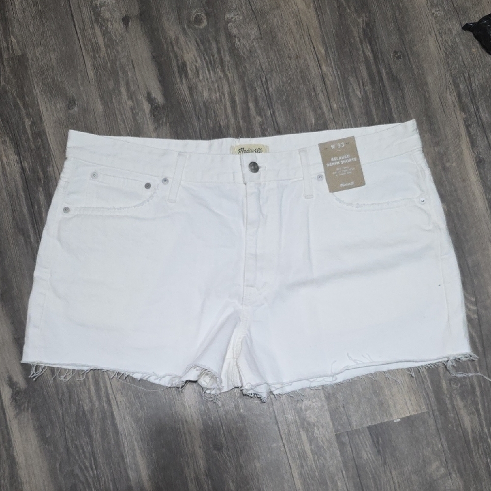 NWT Madewell White Denim Cutoff Shorts Size 33